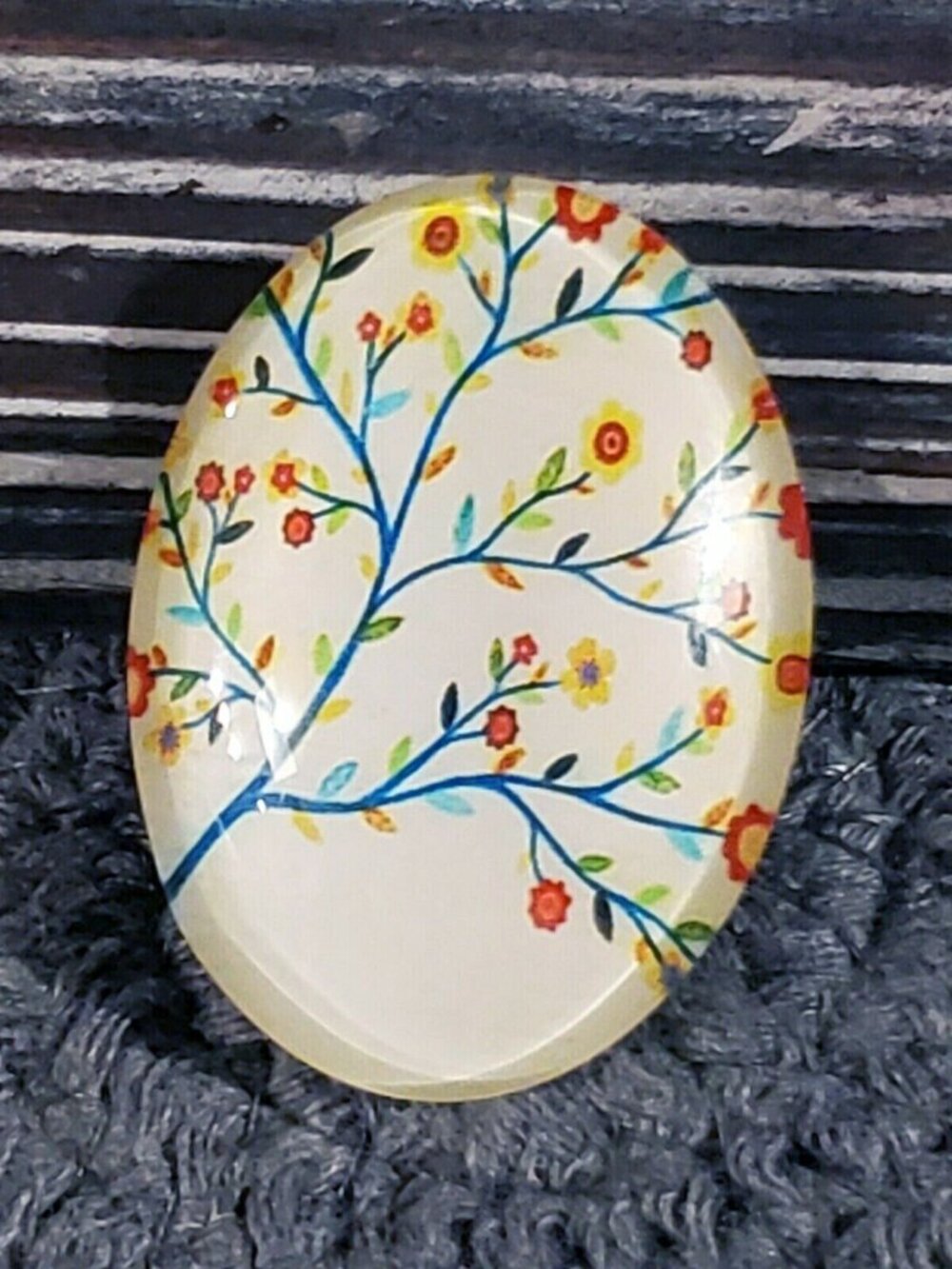 Tree of Life 40x30mm Large Oval Tempered Glass Cabochon 6939-M